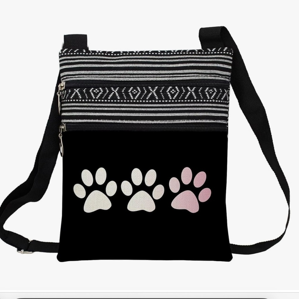 Adjustable Strap Crossbody Zipper Bag  Paw Bag Wallet Shoulder Handbag f…